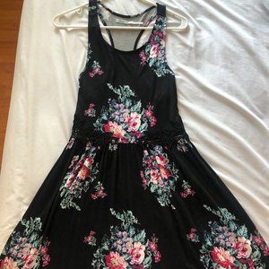 Kimchi Blue Summer Black Floral Racerback Skater Dress Medium